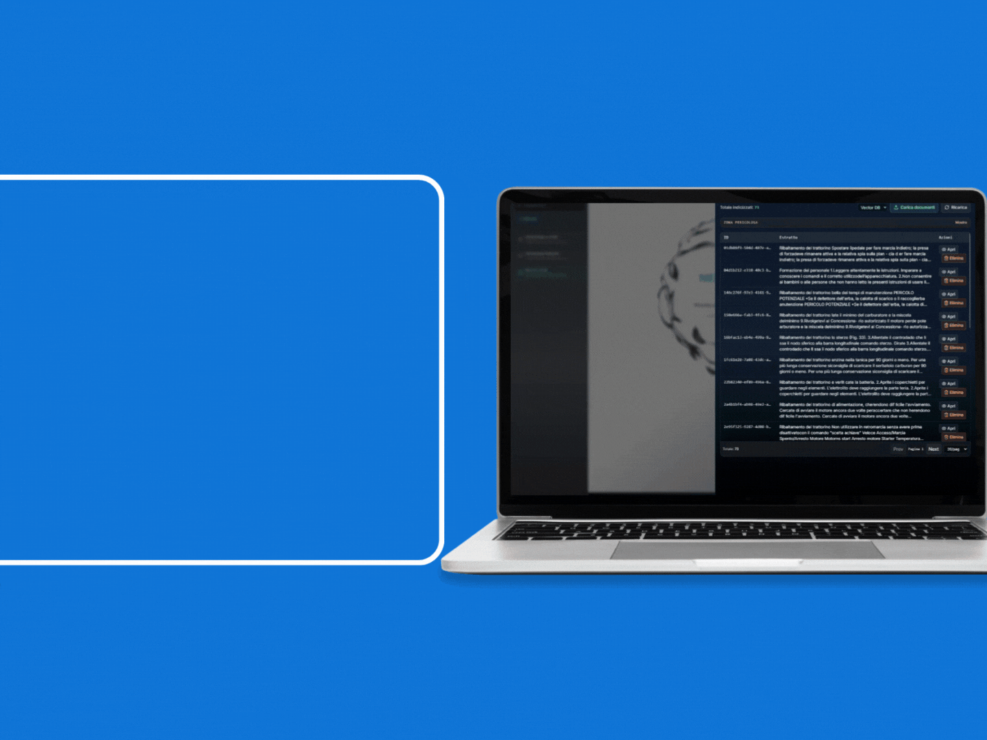 Animazione del flusso RAGBOLL: Index, Retrieve, Generate